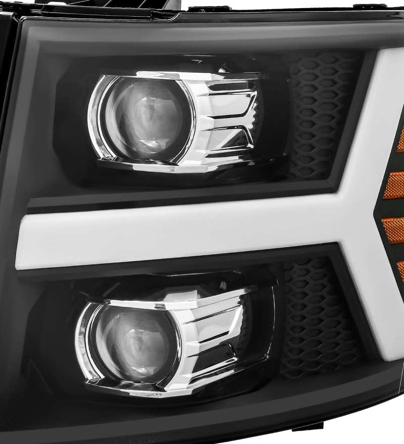 AlphaRex 07-13 Chevy 1500HD PRO-Series Proj Headlight Plank Style Matte Blk w/Activ Light/Seq Signal AJ-USA, Inc