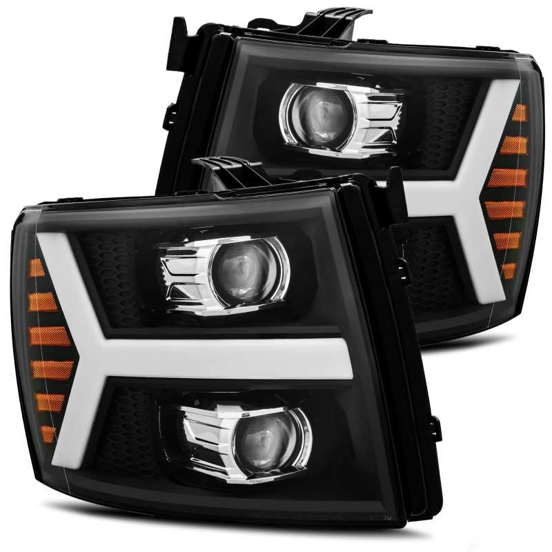 AlphaRex 07-13 Chevy 1500HD PRO-Series Proj Headlight Plank Style Matte Blk w/Activ Light/Seq Signal AJ-USA, Inc