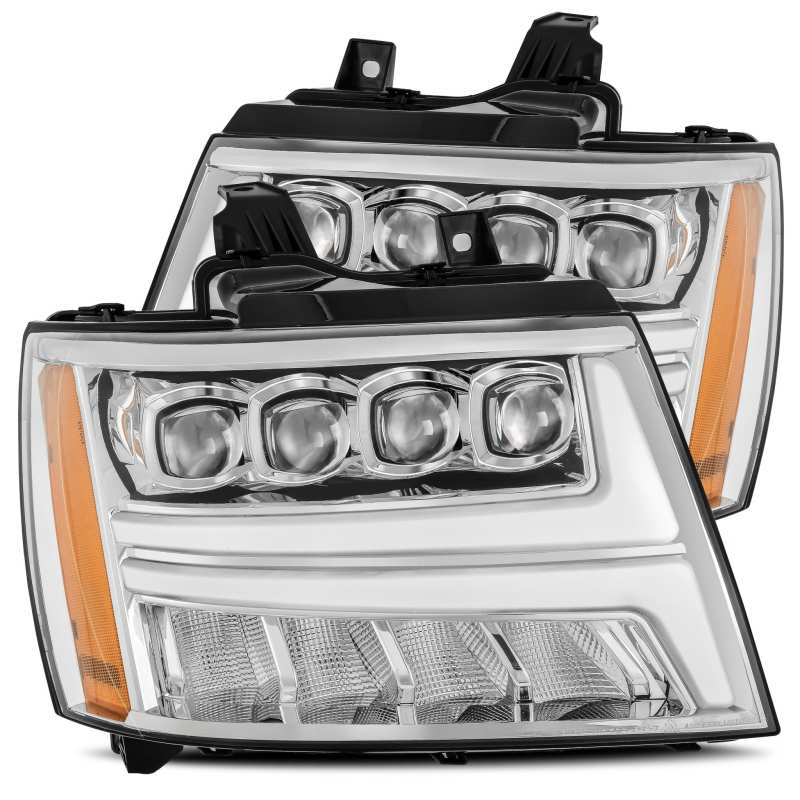 AlphaRex 07-13 Chevy Avalanche NOVA LED Proj Headlights Plank Style Design Chrome w/Activ Light/DRL AJ-USA, Inc