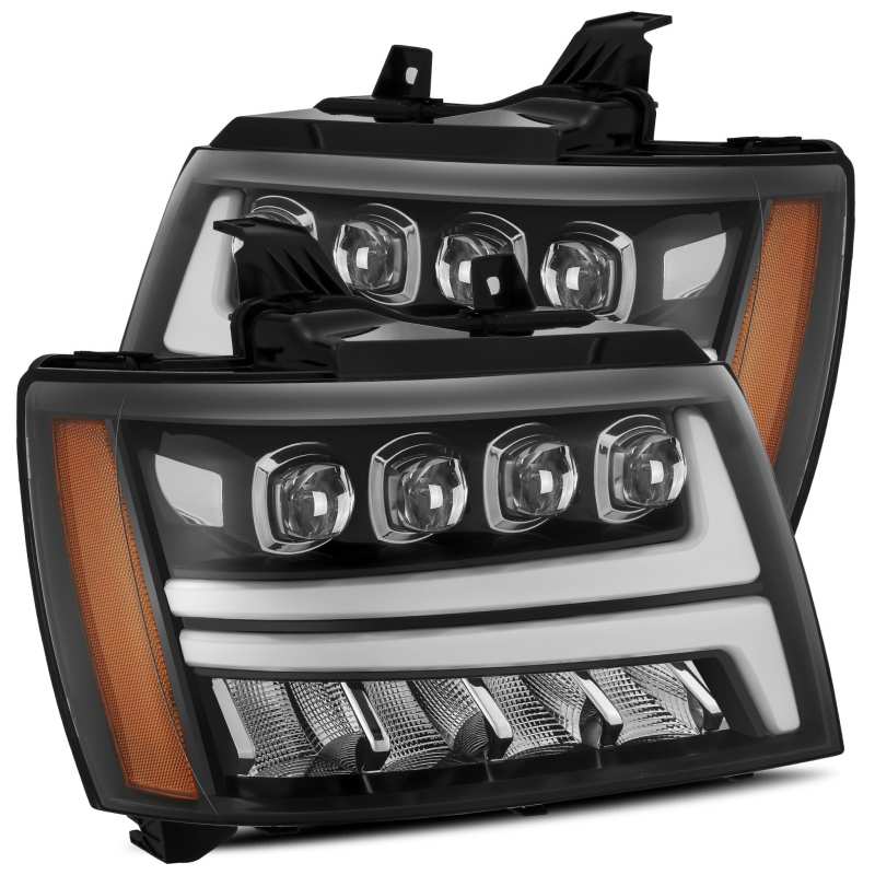 AlphaRex 07-13 Chevy Avalanche NOVA LED Proj Headlights Plank Style Gloss Black w/Activ Light/DRL AJ-USA, Inc