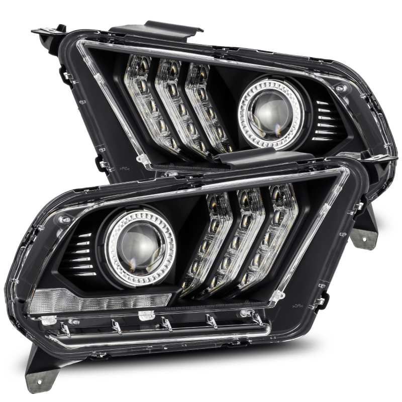 AlphaRex 10-12 Ford Mustang LUXX LED Proj Headlights Plank Style Black w/Activ Light/Seq Signal AJ-USA, Inc