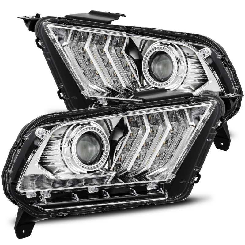 AlphaRex 10-12 Ford Mustang LUXX LED Proj Headlights Plank Style Chrome w/Activ Light/Seq Signal AJ-USA, Inc