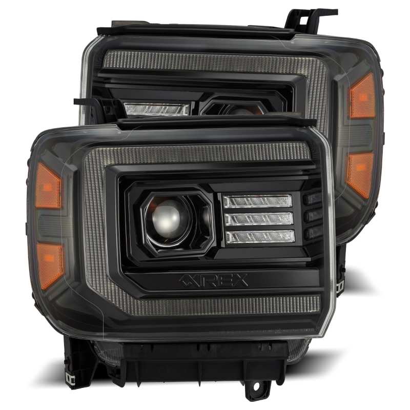 AlphaRex 14-18 GMC Sierra PRO-Series Proj Headlights Plank Alpha Blk w/Activ Light/Seq Signal/DRL AJ-USA, Inc