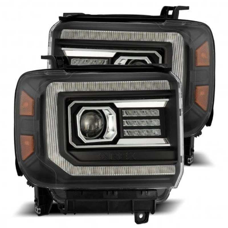 AlphaRex 14-18 GMC Sierra PRO-Series Proj Headlights Plank Style Black w/Activ Light/Seq Signal/DRL AJ-USA, Inc