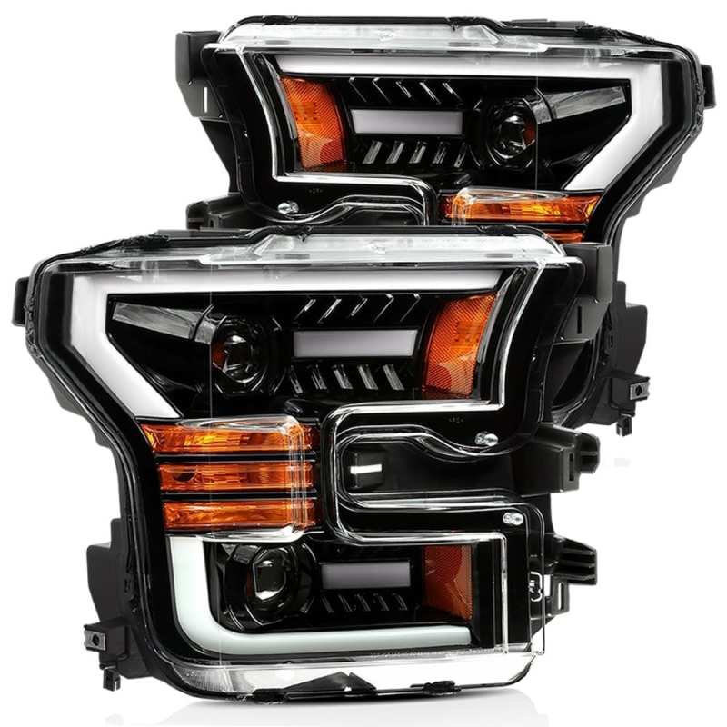 AlphaRex 15-17 Ford F-150 LUXX LED Projector Headlights Plank Style Alpha Blk w/Activ Light/DRL AJ-USA, Inc