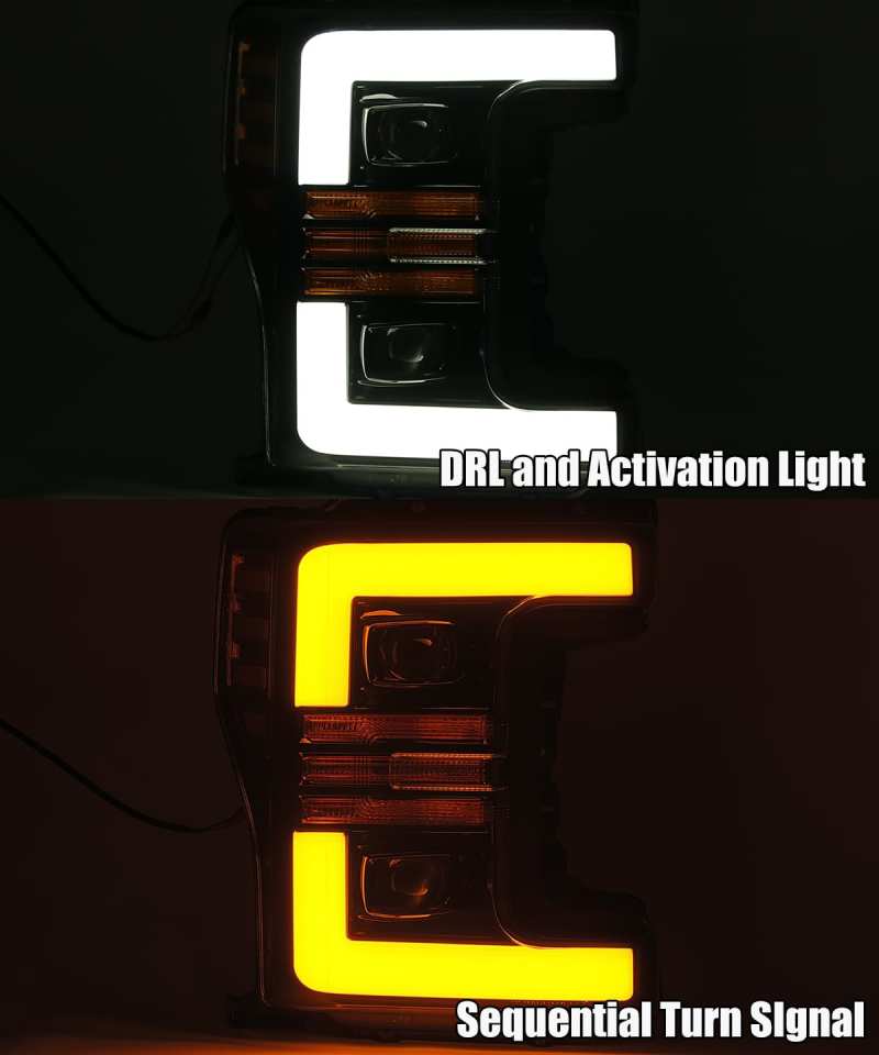 AlphaRex 17-19 Ford F-250 SD PRO-Series Proj Headlight Plnk Style Matte Blk w/Activ Light/Seq Signal AJ-USA, Inc