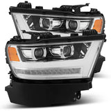 AlphaRex 19-20 Dodge Ram 1500 LUXX LED Proj Headlights Plank Chrome w/Activ Light/Seq Signal/DRL