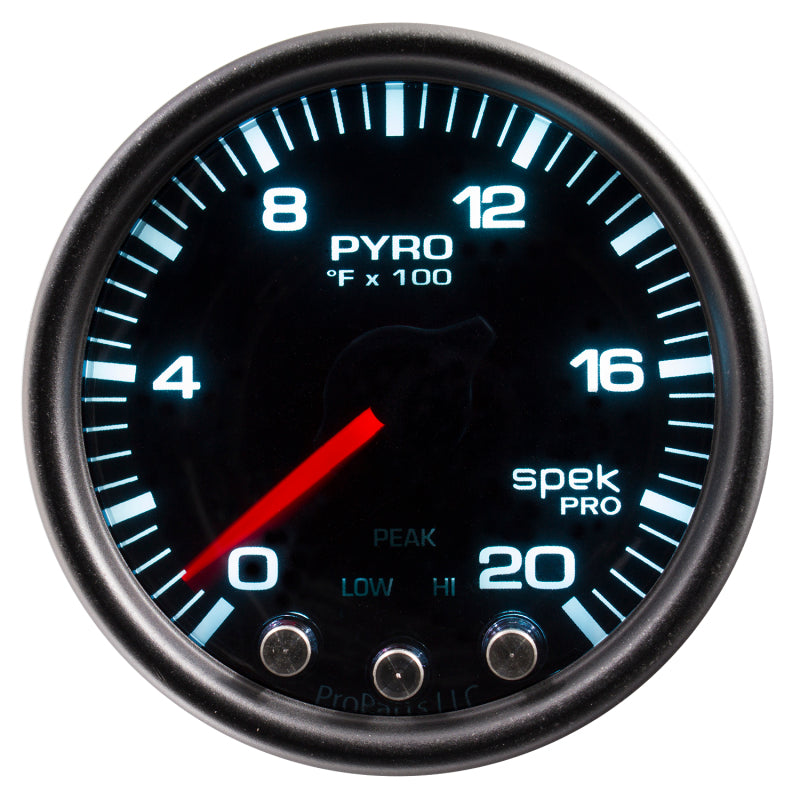 Autometer Spek-Pro Gauge Pyro. (Egt) 2 1/16in 2000f Stepper Motor W/Peak & Warn Blk/Smoke/Blk AJ-USA, Inc