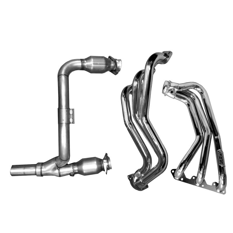 BBK 07-11 Jeep 3.8 V6 Long Tube Exhaust Headers And Y Pipe And Converters - 1-5/8 Chrome AJ-USA, Inc