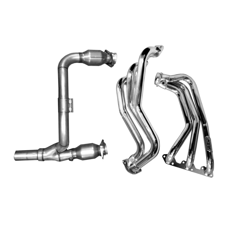 BBK 07-11 Jeep 3.8 V6 Long Tube Exhaust Headers And Y Pipe And Converters - 1-5/8 Silver Ceramic AJ-USA, Inc