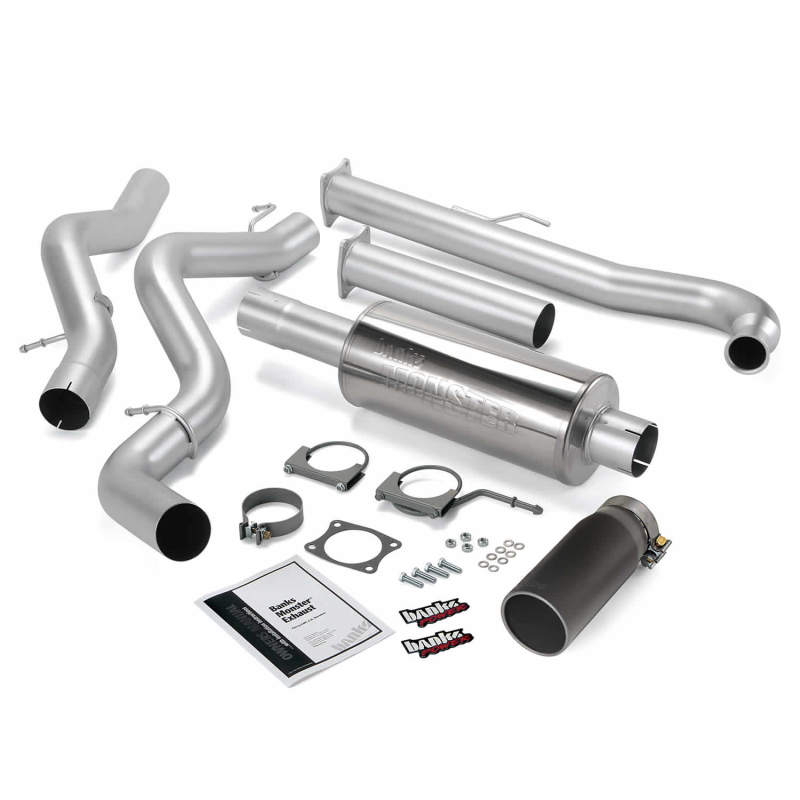 Banks Power 01-04 Chevy 6.6L Ec/CCSB Monster Exhaust System - SS Single Exhaust w/ Black Tip AJ-USA, Inc