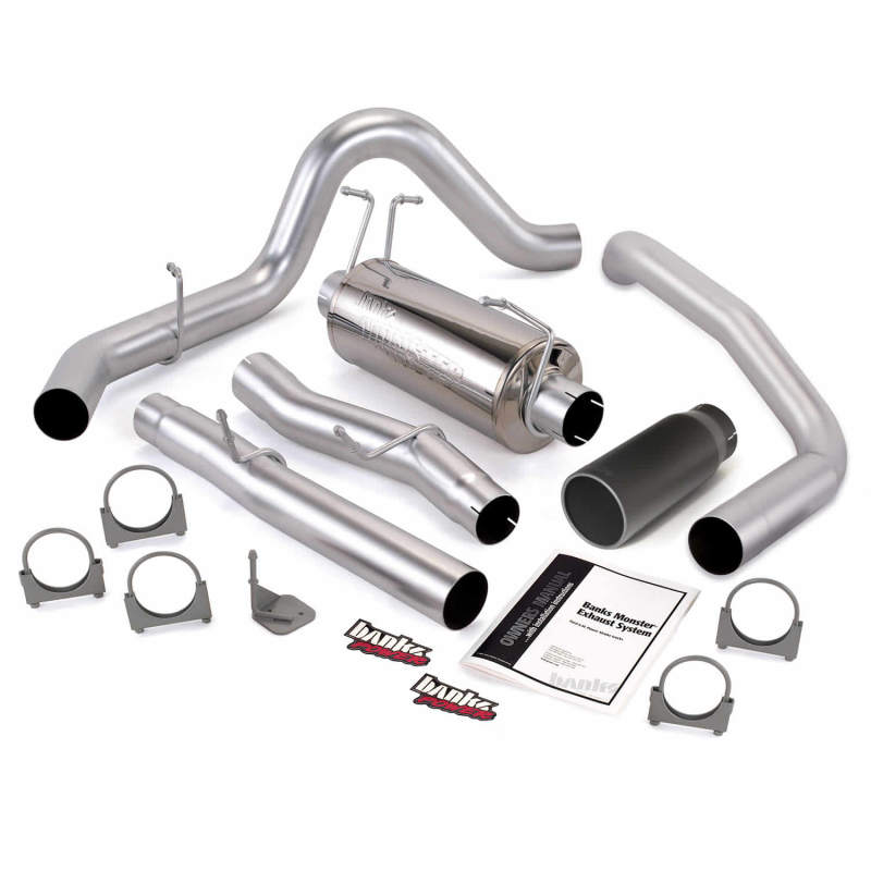 Banks Power 03-07 Ford 6.0L ECLB Monster Exhaust System - SS Single Exhaust w/ Black Tip AJ-USA, Inc