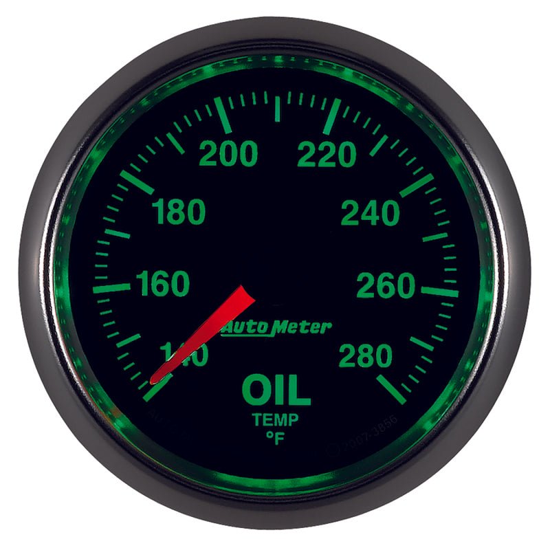 Autometer GS Series 2-1/16in Oil Temperature Gauge 140-280 Degrees Electric Full Sweep