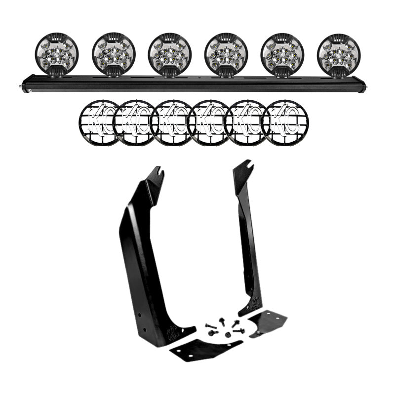 KC HiLiTES 97-06 Jeep TJ 50in. Overhead Xross Bar Kit w/(6) SlimLite LED Lights - Black