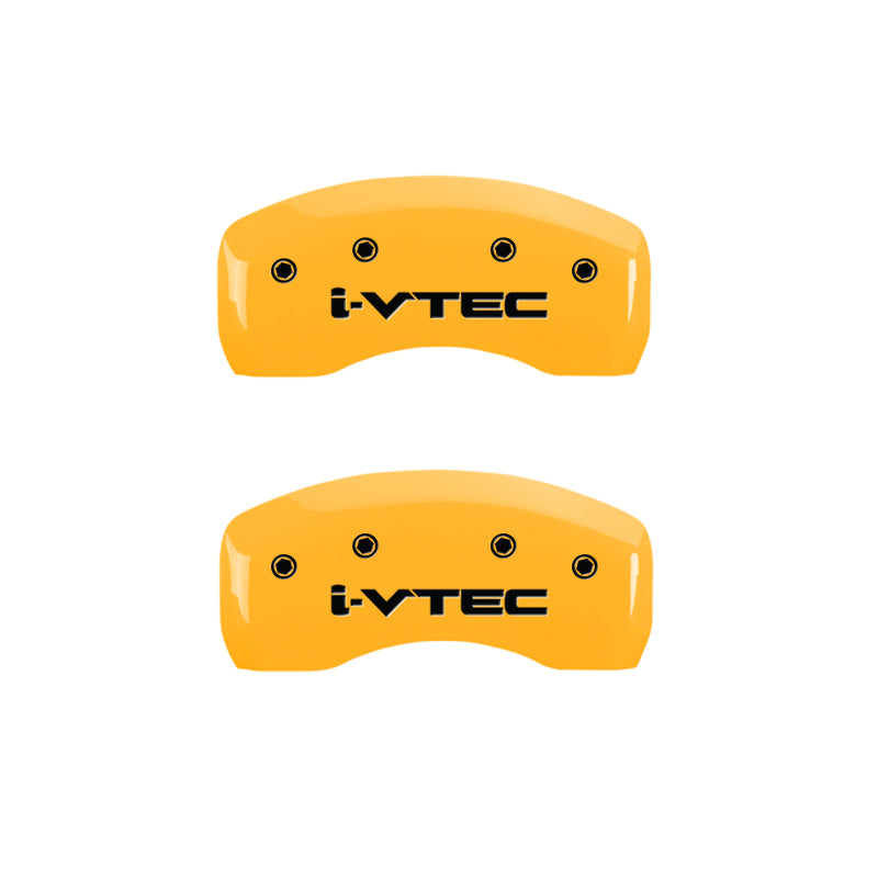 MGP 4 Caliper Covers Engraved Front & Rear I-Vtec Yellow Finish Black Char 2010 Honda CR-V