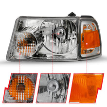 Load image into Gallery viewer, ANZO 2001-2011 Ford Ranger Crystal Headlight Chrome w/Corner Lights (OE Replacement)