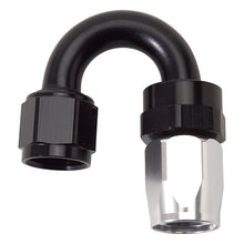 Load image into Gallery viewer, Russell Performance -6 AN Black/Silver 180 Degree Tight Radius Full Flow Swivel Hose End