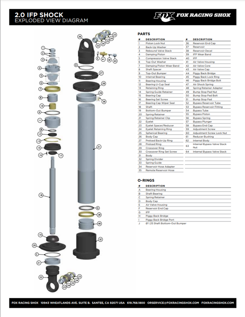 Fox Valve 1.425 OD x 0.504 ID x 0.020 TH