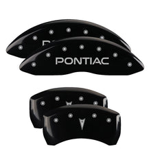 Load image into Gallery viewer, MGP 4 Caliper Covers 98-02 Pontiac Firebird (Ex WS6) Front Pontiac Rear Arrow Blk Finish Silver Char