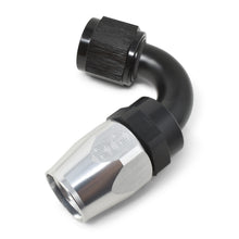 Load image into Gallery viewer, Russell Performance -6 AN Black/Silver 120 Degree Tight Radius Full Flow Swivel Hose End