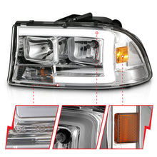 Load image into Gallery viewer, ANZO 97-04 Dodge Dakota/Durango Crystal headlight Set w/ Light Bar Chrome Housing