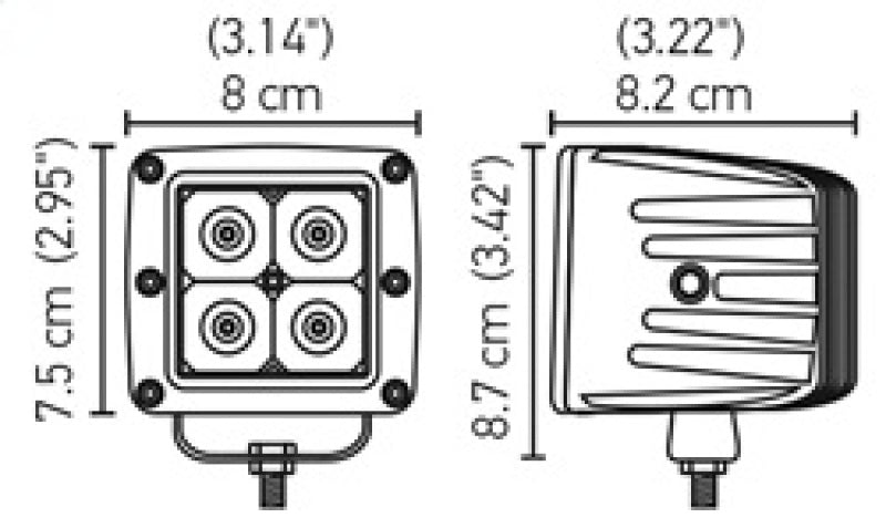 Hella HVF Cube 4 LED Off Road Kit - 3.1in 12W Flood Beam