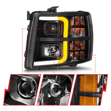 Load image into Gallery viewer, ANZO 2007-2013 Chevrolet Silverado 1500 Projector w/ Light Bar Black Housing w/ Sequential