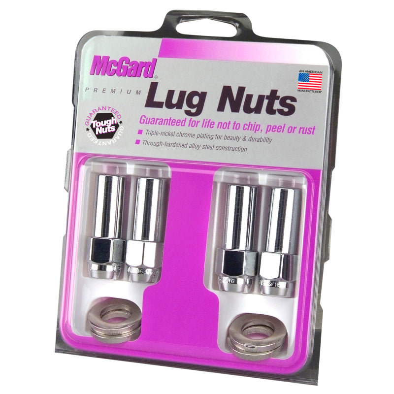 McGard Hex Lug Nut (X-Long Shank - 1.365in.) 1/2-20 / 13/16 Hex / 2.27in. Length (4-Pack) - Chrome