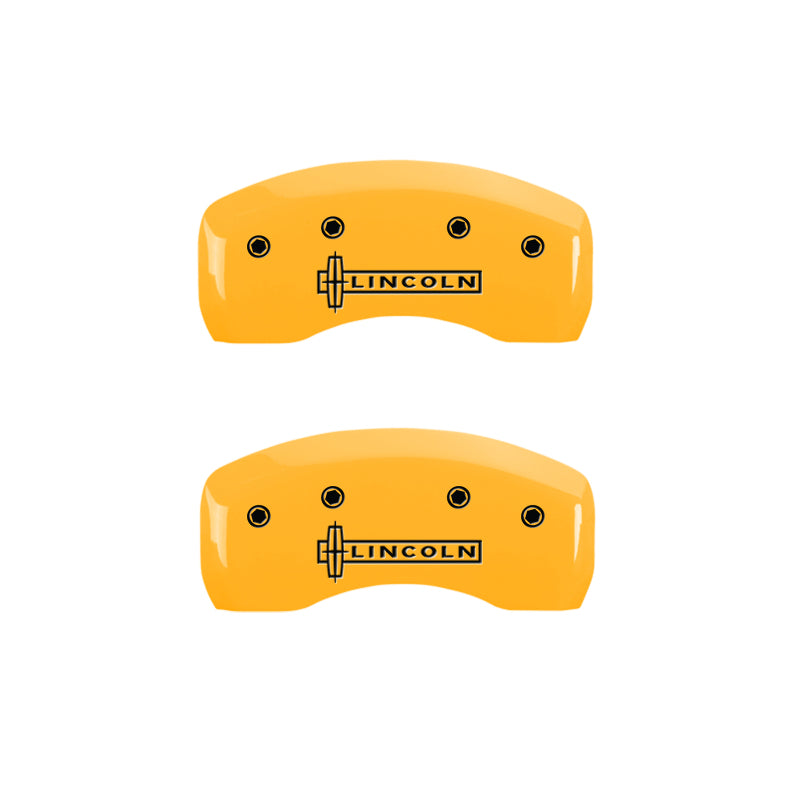 MGP 4 Caliper Covers Engraved Front & Rear Lincoln Yellow Finish Black Char 2009 Lincoln MKX