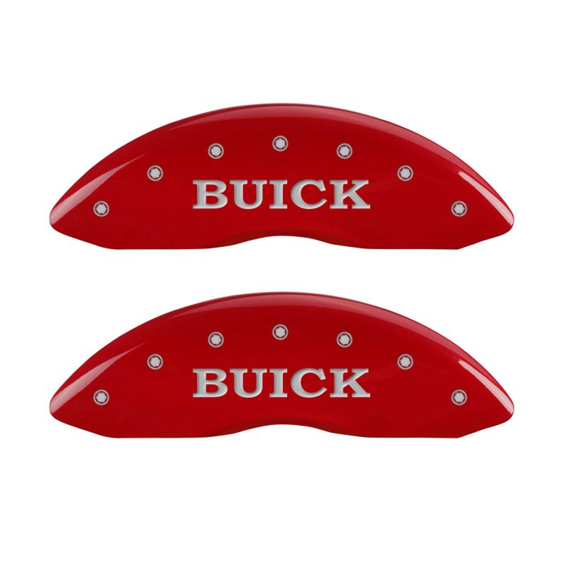 MGP 4 Caliper Covers Engraved Front Buick Engraved Rear Buick Shield Red finish silver ch