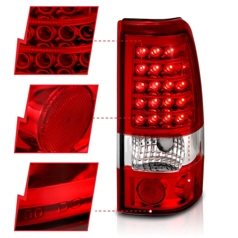 ANZO 1999-2007 Chevrolet Silverado 1500 LED Taillights Red/Clear