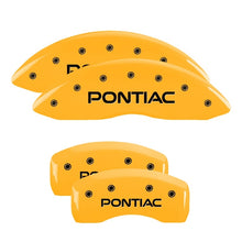 Load image into Gallery viewer, MGP 4 Caliper Covers Engraved Front &amp; Rear Pontiac Yellow Finish Black Char 2004 Pontiac Bonneville