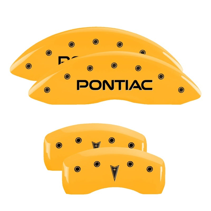 MGP 4 Caliper Covers Engraved Front Pontiac Rear Arrow Yellow Finish Blk Char 05 Pontiac Bonneville