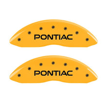 Load image into Gallery viewer, MGP 4 Caliper Covers Engraved Front Pontiac Rear Arrow Yellow Finish Blk Char 05 Pontiac Bonneville