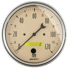 Load image into Gallery viewer, AutoMeter Gauge Speedometer 5in. 120MPH Elec. Prog. W/ Lcd Odo Antique Beige