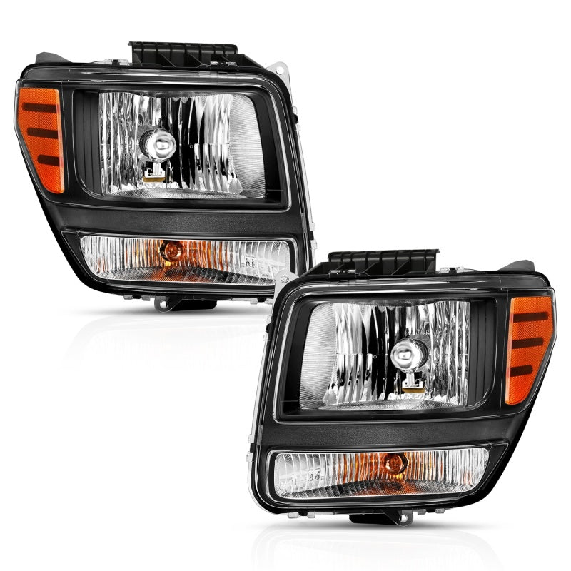 ANZO 2007-2012 Dodge Nitro Crystal Headlight  Black Amber