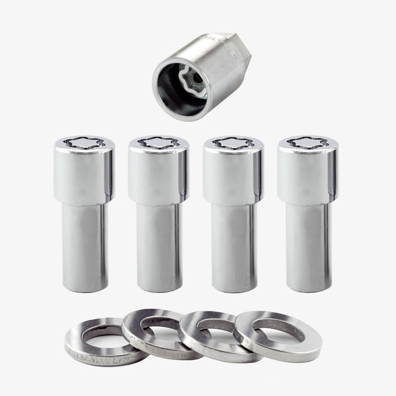 McGard Wheel Lock Nut Set - 4pk. (X-Long Shank) M12X1.5 / 13/16 Hex / 2.165in. Length - Chrome